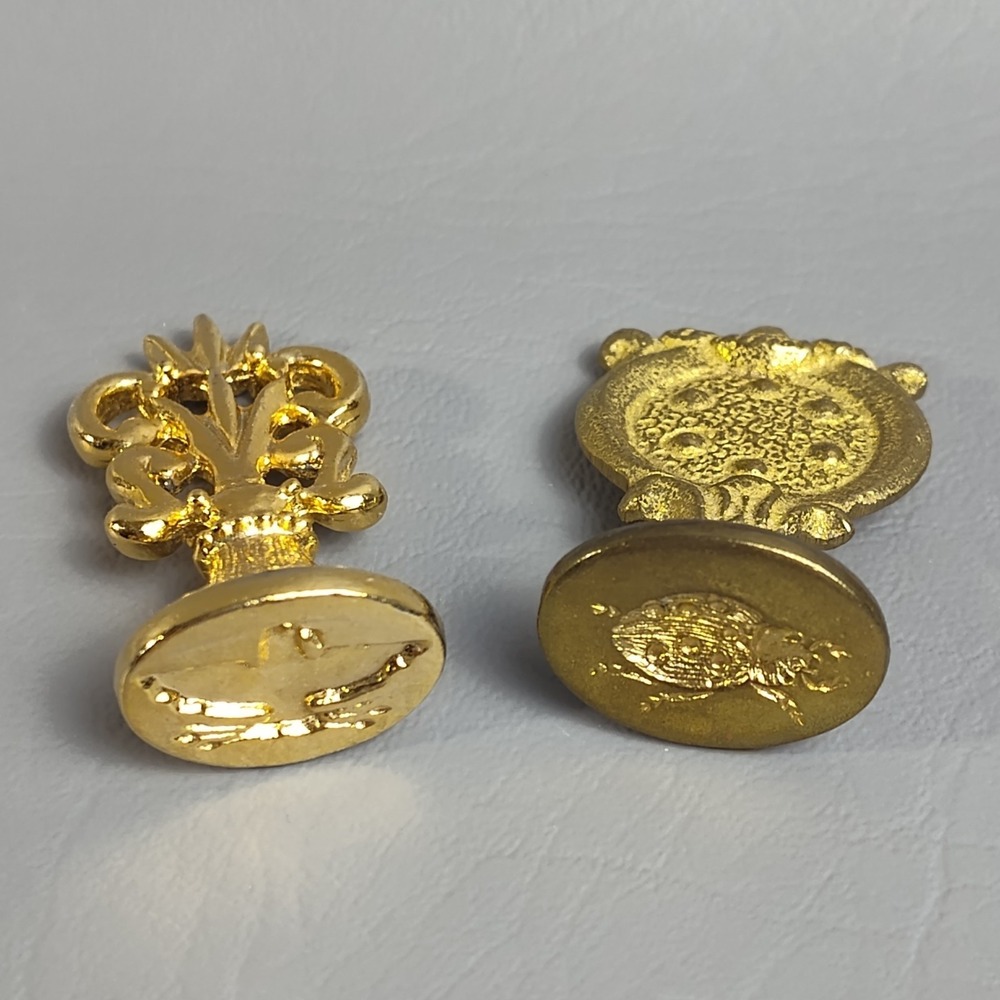 Vtg Ornate Brass Metal Wax Stamp Letter Envelope Seal Spotted Beetle Italy Eagle